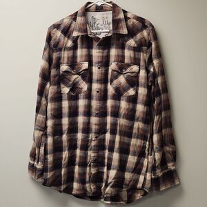 Bullhead Country Western Plaid Shirt L